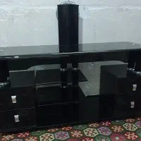 میز تلویزیون چوبی شیشه ای