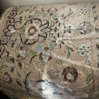 یک جفت (دوعدد) روفرشی طرح افشون رنگ کرم نسکافه ای