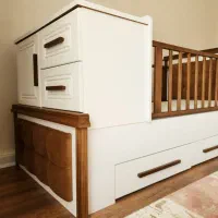 ست تخت و کمد کودک برند ژیک (تمیز و سالم)|تخت و سرویس خواب|گرگان, |دیوار