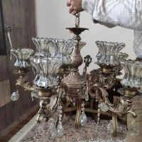 یک جفت لوستر ۵ شاخه آلیاژ طرح برنج|لوستر و چراغ آویز|اصفهان, برازنده|دیوار