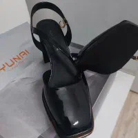 کفش مجلسی زنانه مشکی ورنی سایز ۳۸ پاشنه پهن