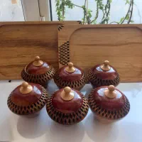 سینی و قندان چوب گردو|ظروف سرو و پذیرایی|بانه, |دیوار