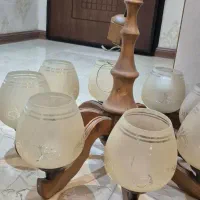 لوستر چوبی ۸ شاخه|لوستر و چراغ آویز|تهران, سازمان برنامه شمالی|دیوار