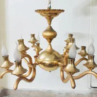 لوستر برنج تمیز ۴شاخه سه تایی و۱۲ شعله