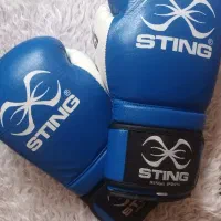 دستکش بوکس STING آبی چرم ( آتل دار )