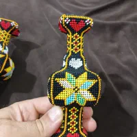 شمعدان آنتیک منجق دوزی ۲ عدد