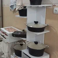 استند چوبی ام دی اف قابلمه و میز چرخ خیاطی