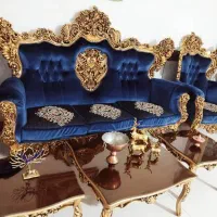 مبل سلطنتی تمام چوب راش پرمنبت ورق طلامبل چستر|مبلمان خانگی و میز عسلی|بروجرد, |دیوار