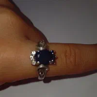 انگشتر زنانه نقره 925 عیار و یاقوت آبی و نگین|جواهرات|خواف, |دیوار