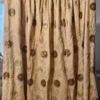 دو عدد پرده گل ساتن