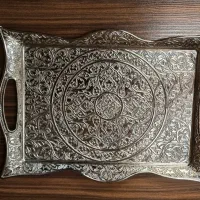 سینی پذیرایی مستطیل نقره ای ترکیه ای