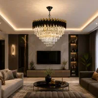 لوستر استیل کریستال دور استیل
