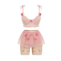 ست لباس خواب کاستوم فانتزی سوتین دامن شورت گارتر