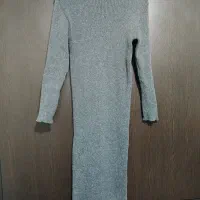 بافت بلند رنگ طوسی تیره با پافر مشکی کوتاه