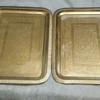 جفت سینی برنجی قدیمی و سنگین