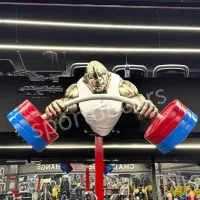 فروش مجسمه ورزشی کرگدن وزنه بردار فایبرگلاس