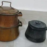 دیگ مسی و دیزی سنگی