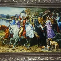 تابلو فرش دستباف بدرقه عروس چله ابریشم