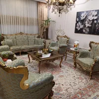 سرویس مبلمان چوبی ورق طلا ۷نفره