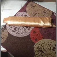 پارچه ساتن لباسی طلایی و سفید