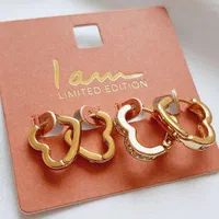 گوشواره حلقه ای دو جفتی قلبی طلایی|بدلیجات|کرج, شهرک جهان‌نما|دیوار
