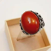 انگشتر نقره‌ ای نگین‌ دار قرمز|بدلیجات|یاسوج, |دیوار