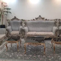 مبل استیل سلطنتی کلاسیک 7نفره با میزوعسلی وشیشه