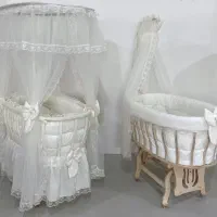 گهوار تخت نوزاد تاج دار  مدل (نی نی کا) رنگ سفید