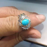 دوعدد انگشتر فیروزه نیشابوری عجمی رنگ محک