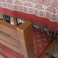 میز ناهارخوری چوبی به اضافه شش عدد صندلی چوبی|میز و صندلی غذاخوری|شیراز, باغ تخت|دیوار