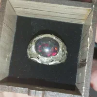 انگشتر اپال درجه یک با دوتا سنگ اپال