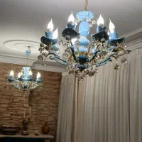 لوستر  ۸ شاخه چینی طلاکوب با کریستال اصل|لوستر و چراغ آویز|تهران, سید خندان (جلفا)|دیوار