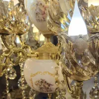 لوستر چینی و برنز شاخه ای 700تومان ۴شاخه ۸شعله|لوستر و چراغ آویز|تبریز, |دیوار