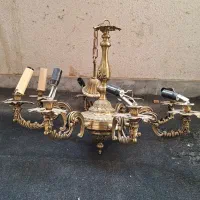 فروش ۳ لوستر برنجی قدیمی سنگین|لوستر و چراغ آویز|تهران, شکوفه|دیوار