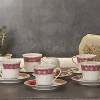 ست فنجان و نلبکی ۶ تایی صورتی زیبا