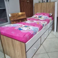 تخت تکنفره کشودار و باکس لباس فصلی