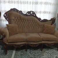 مبل نه نفری  با چوب گردوبا عسلی