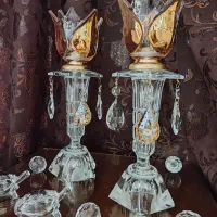 شمعدان کریستال اصل ایتالیا ابکاری طلایی