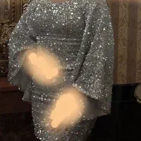 لباس مجلسی فول شاین نقره ای