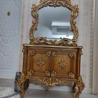 یک دست مبل۹نفره استیل به همراه بوفه و اینه کنسول|مبلمان خانگی و میز عسلی|ری, علایین|دیوار