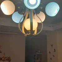 لوستر ۶ شاخه چوب فلزی