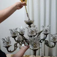 فروش لوستر تمام برنج پنج شاخه دوطبقه