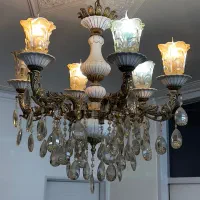 دو عدد لوستر برنز ۶ شعله|لوستر و چراغ آویز|ری, اقدسیه|دیوار