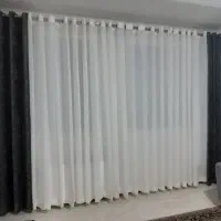 دو عدد پرده پانچ حریر با کناره های مخمل