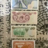 چهار برگ اسکناس و ست جعبه سکه آبطلا خورده|کلکسیون سکه، تمبر، اسکناس|لاهیجان, کوی خزر|دیوار