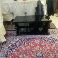 میز تلویزیون خارجی شیشه سکوریت و چوب