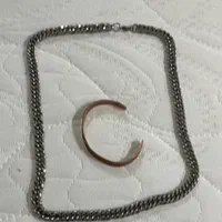 گردنبند استیل و دستبند مس