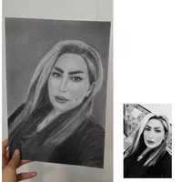 نقاشی سیاه قلم حرفه ای|تابلو، نقاشی، عکس|یزد, |دیوار