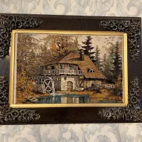 تابلو فرش ماشینی وقاب چوبی بسیار زیبا