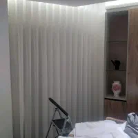 پرده شاین پلیسه دو تا همراه با میل پرده و سرب